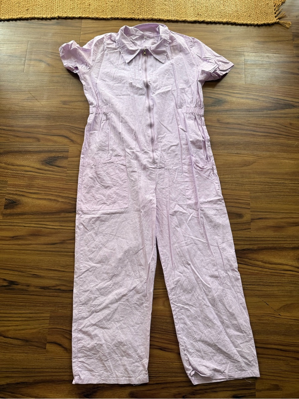 Light Lavender Short-Sleeve Utility Jumpsuit for Women